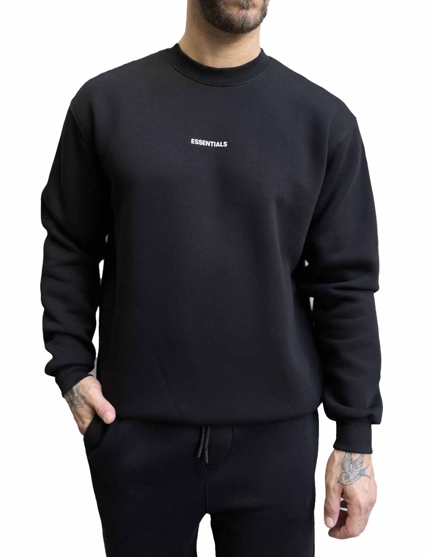 Ανδρικό μαύρο φούτερ με στρογγυλή λαιμόκοψη και λογότυπο στο στήθος ES26004 φωτογραφία